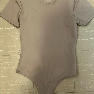 Brown Fitted Short Sleeve Bodysuit